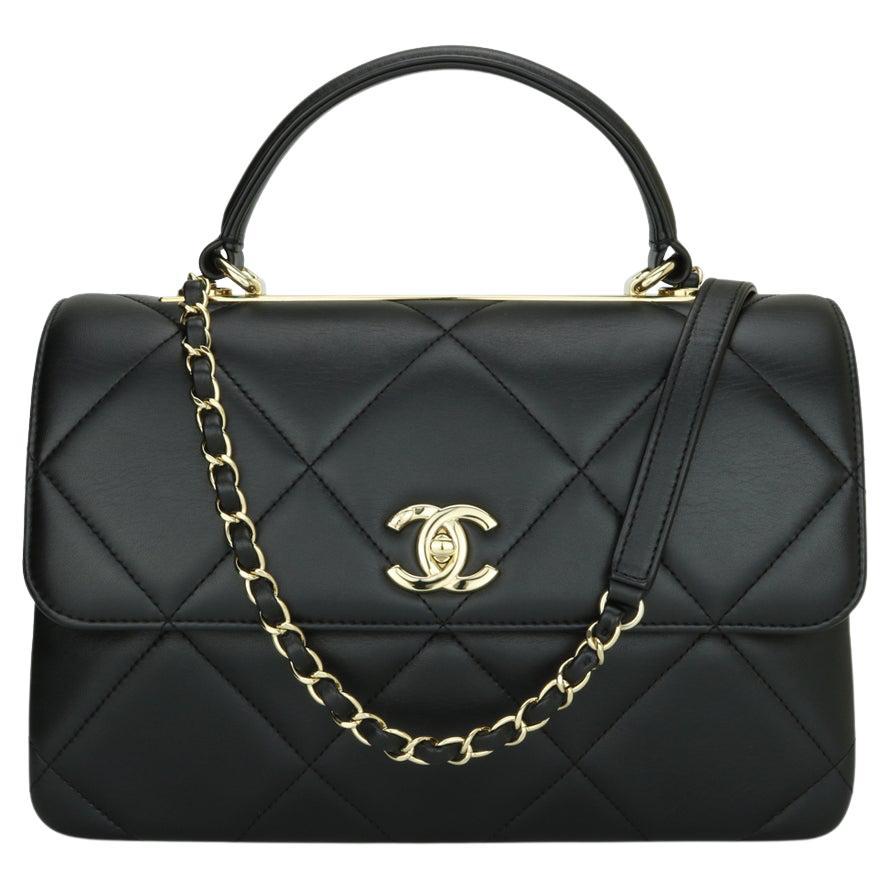 CHANEL Trendy CC Top Handle Bag Medium Black Lambskin with