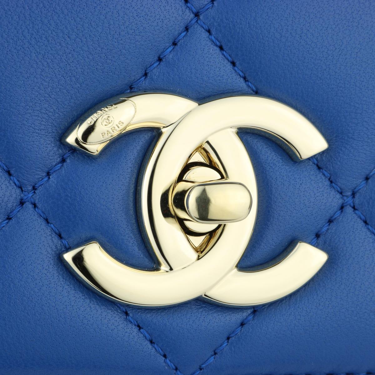 CHANEL Trendy CC Top Handle Bag Medium Blue Lambskin with Gold Hardware 2019 In Excellent Condition In Huddersfield, GB
