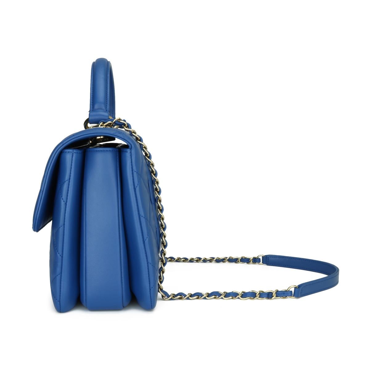 CHANEL Trendy CC Top Handle Bag Medium Blue Lambskin with Gold Hardware 2019 1