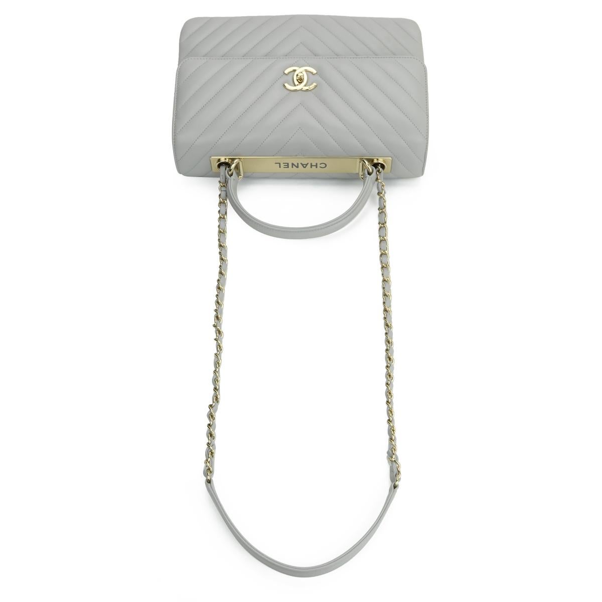 CHANEL Trendy CC Top Handle Bag Medium Graues Lammfell mit goldener Hardware 2018 7