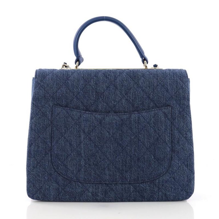 Chanel Trendy CC Top Handle Bag Quilted Denim Large at 1stDibs