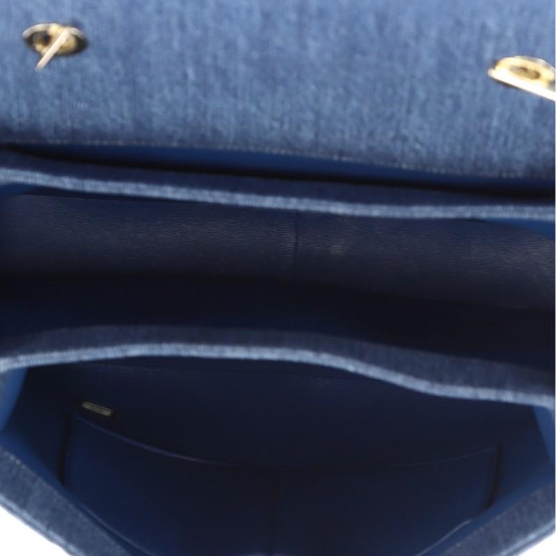 Black Chanel Trendy CC Top Handle Bag Quilted Denim Large