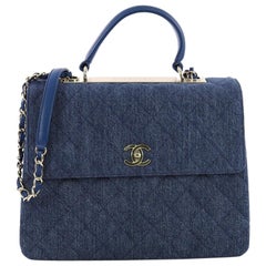 Chanel Trendy CC Top Handle Tasche aus gestepptem Denim Groß