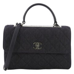 Chanel Trendy CC Top Handle Tasche aus gestepptem Denim Medium
