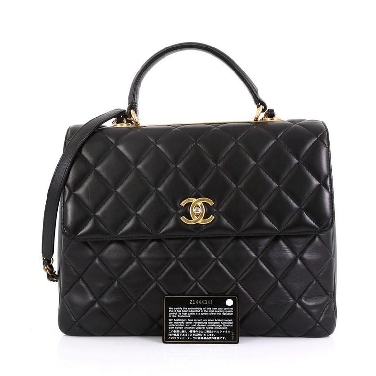 Chanel So Black Trendy CC Top Handle Bag Quilted Lambskin Small at 1stDibs