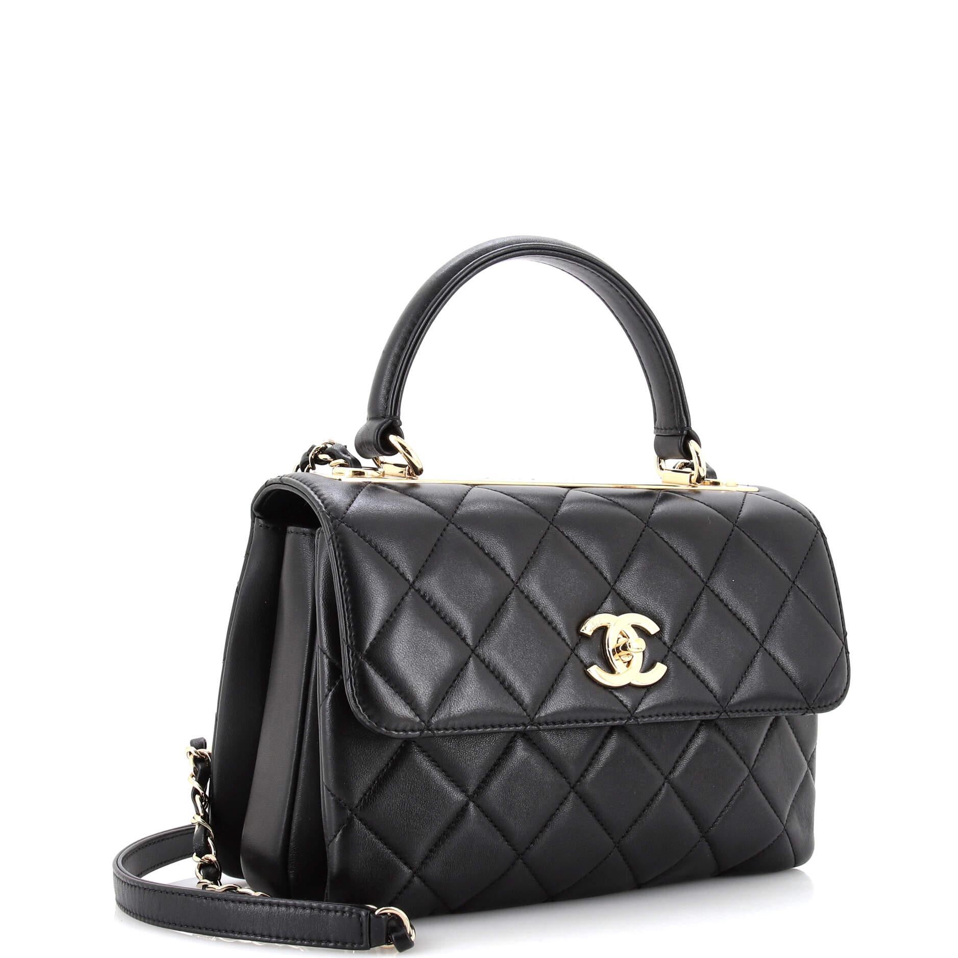 Chanel Trendy CC Top Handle Bag Quilted Lambskin Small In Good Condition In NY, NY