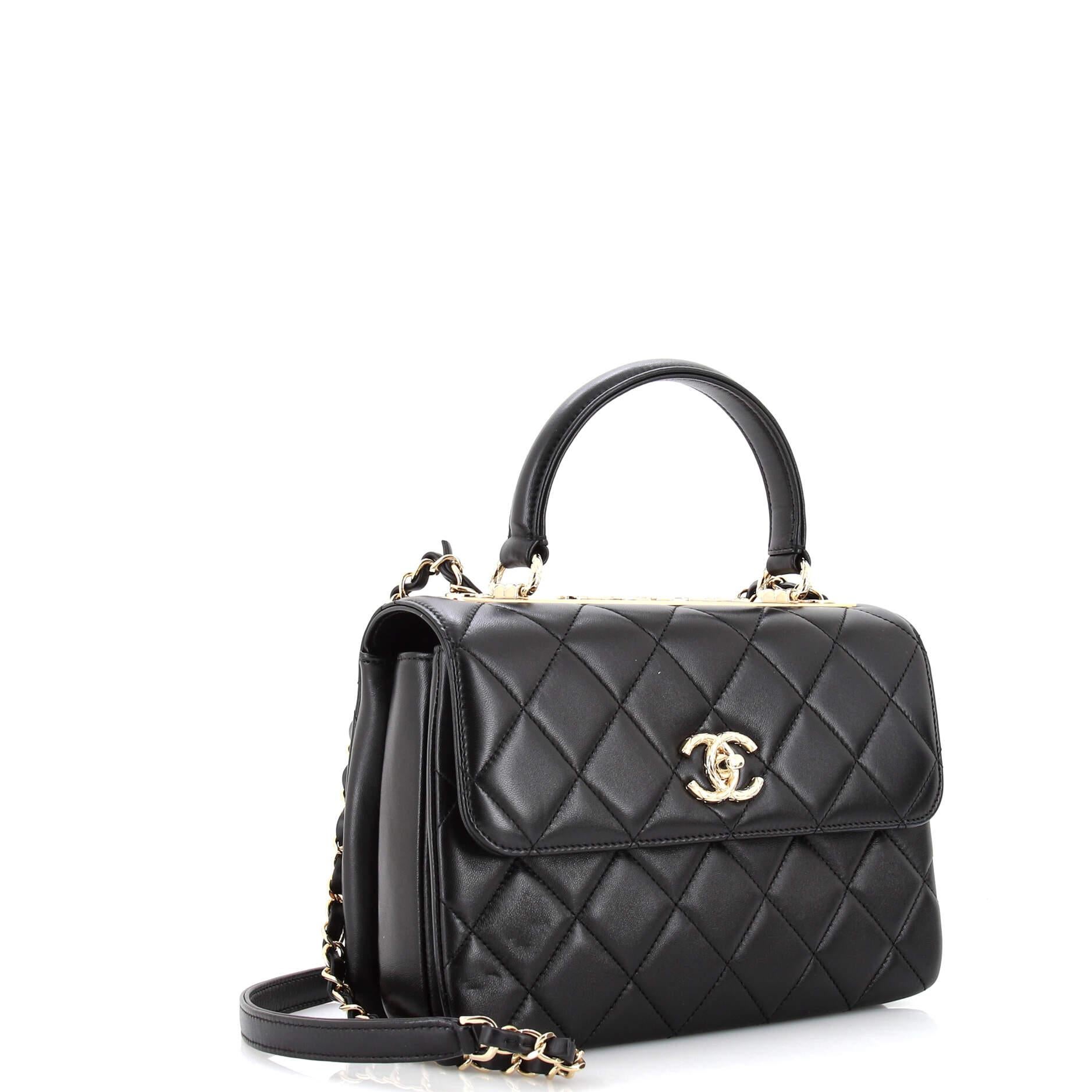 Chanel Trendy CC Top Handle Bag Quilted Lambskin Small In Good Condition In NY, NY