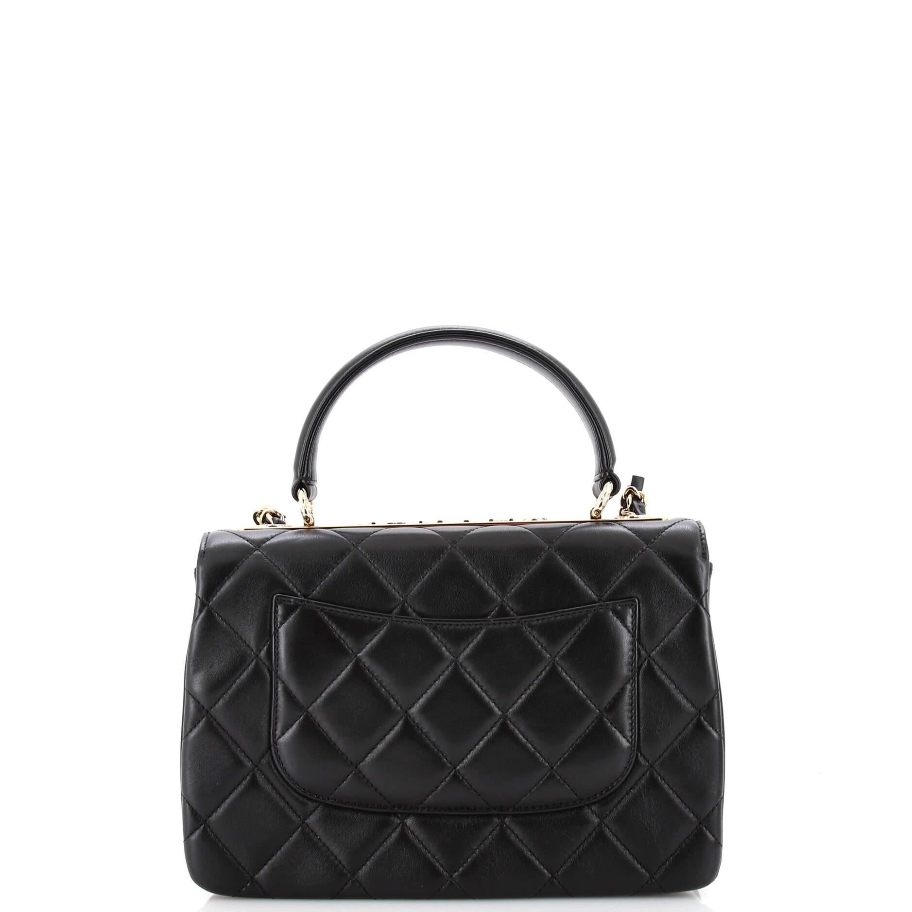 Women's or Men's Chanel Trendy CC Top Handle Bag Quilted Lambskin Small