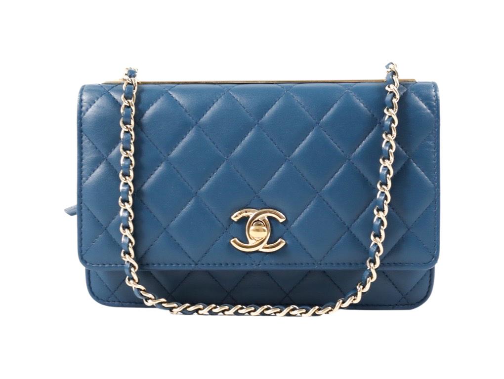 CHANEL TRENDY CC WALLET ON CHAIN BAG WOC - Blue For Sale 7