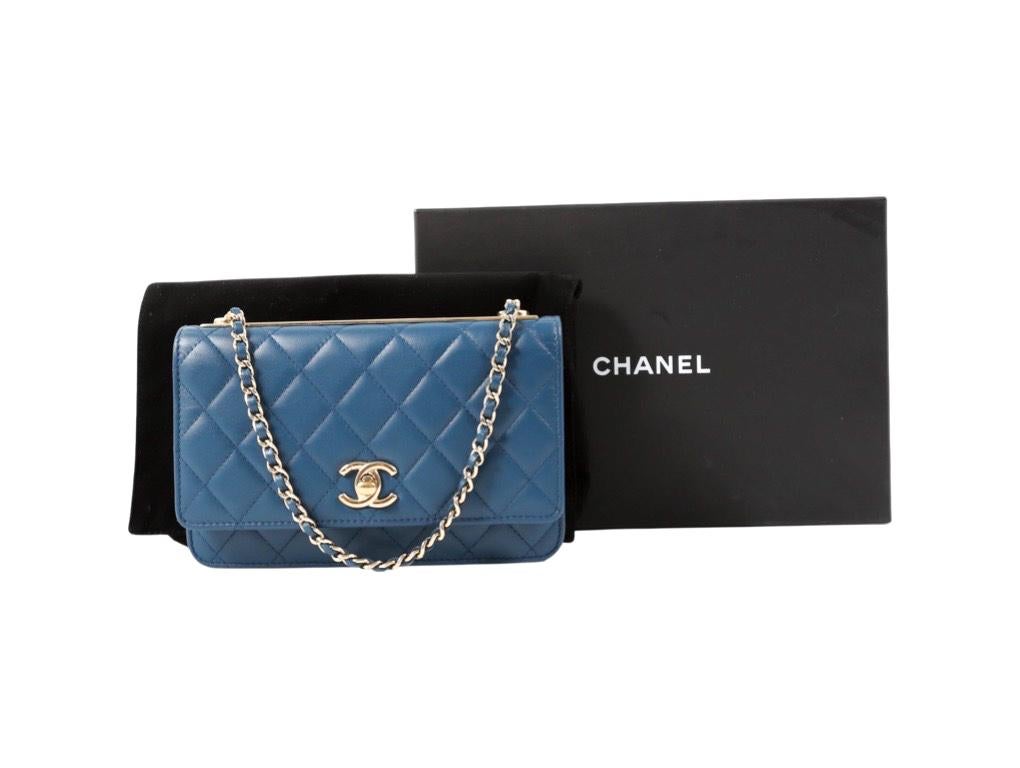 CHANEL TRENDY CC WALLET ON CHAIN BAG WOC - Blue For Sale 8