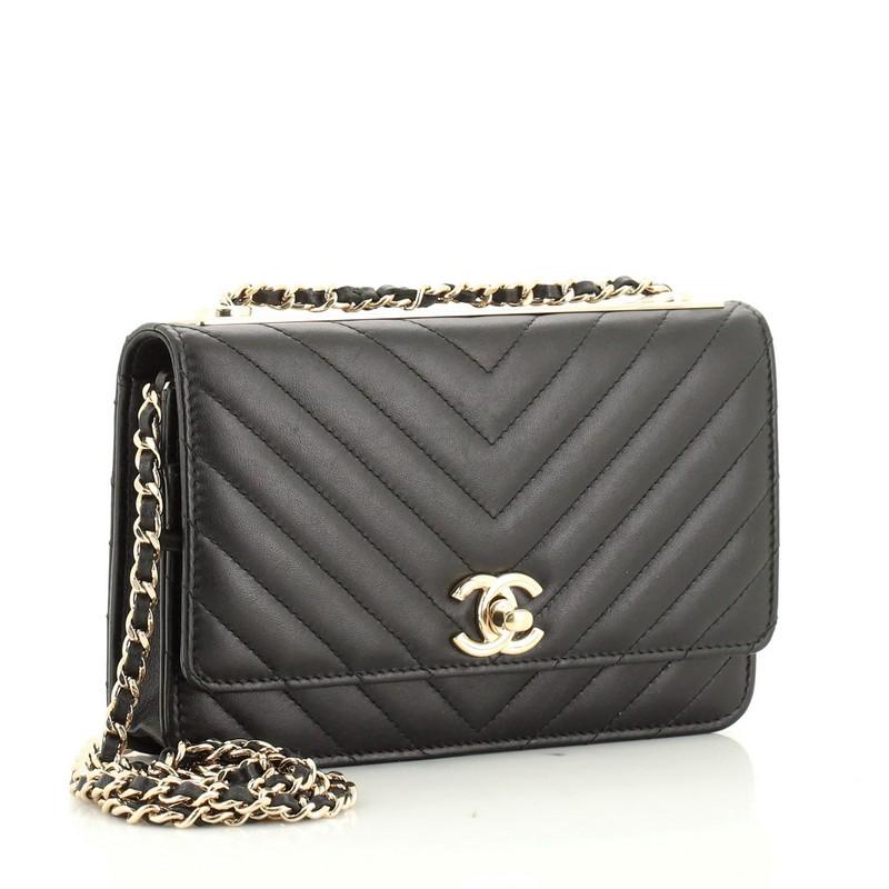 chanel chevron wallet on chain