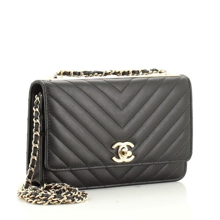 CHANEL Lambskin Quilted Trendy CC Wallet On Chain WOC Pink 619786