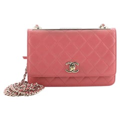 Chanel Trendy CC Brieftasche an Kette Gestepptes Lammfell