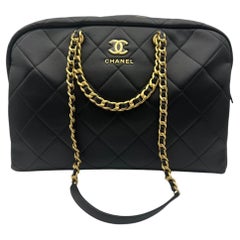 Chanel Trendy Maxi Bowling Bag Black Leather Shoulder Bag