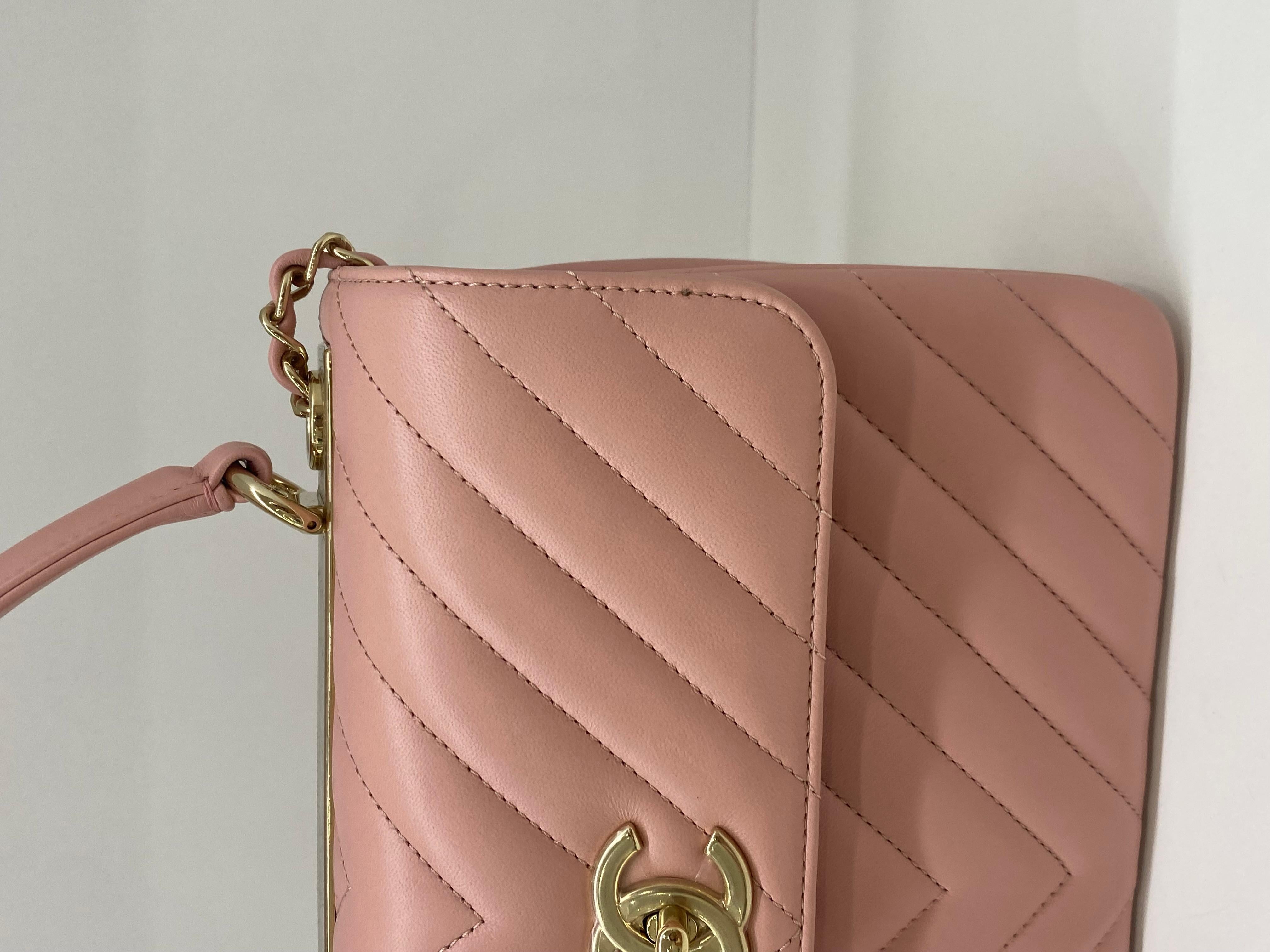 Brown Chanel Trendy Pink Chevron CGHW For Sale
