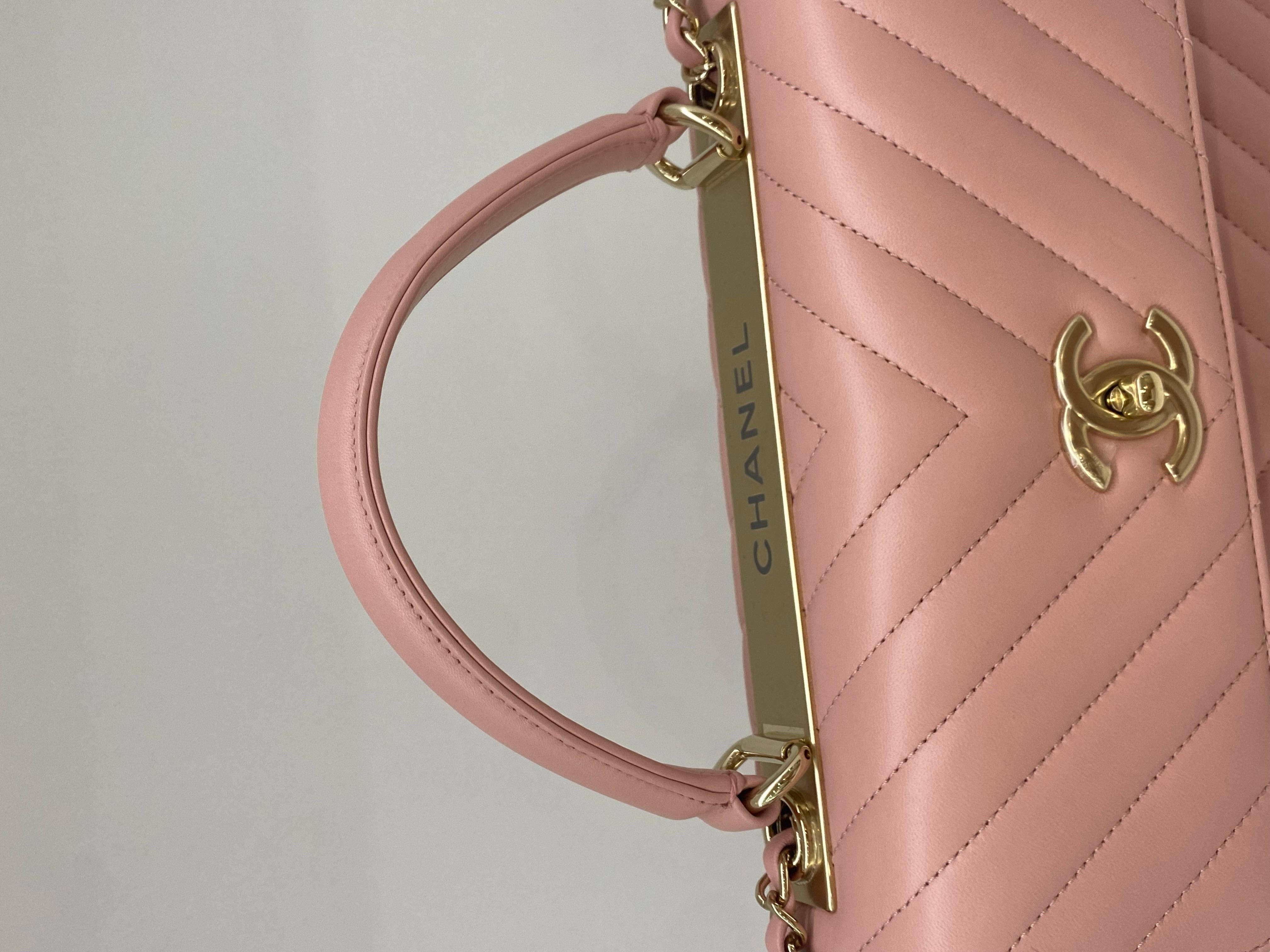 Chanel Trendy Pink Chevron CGHW For Sale 1