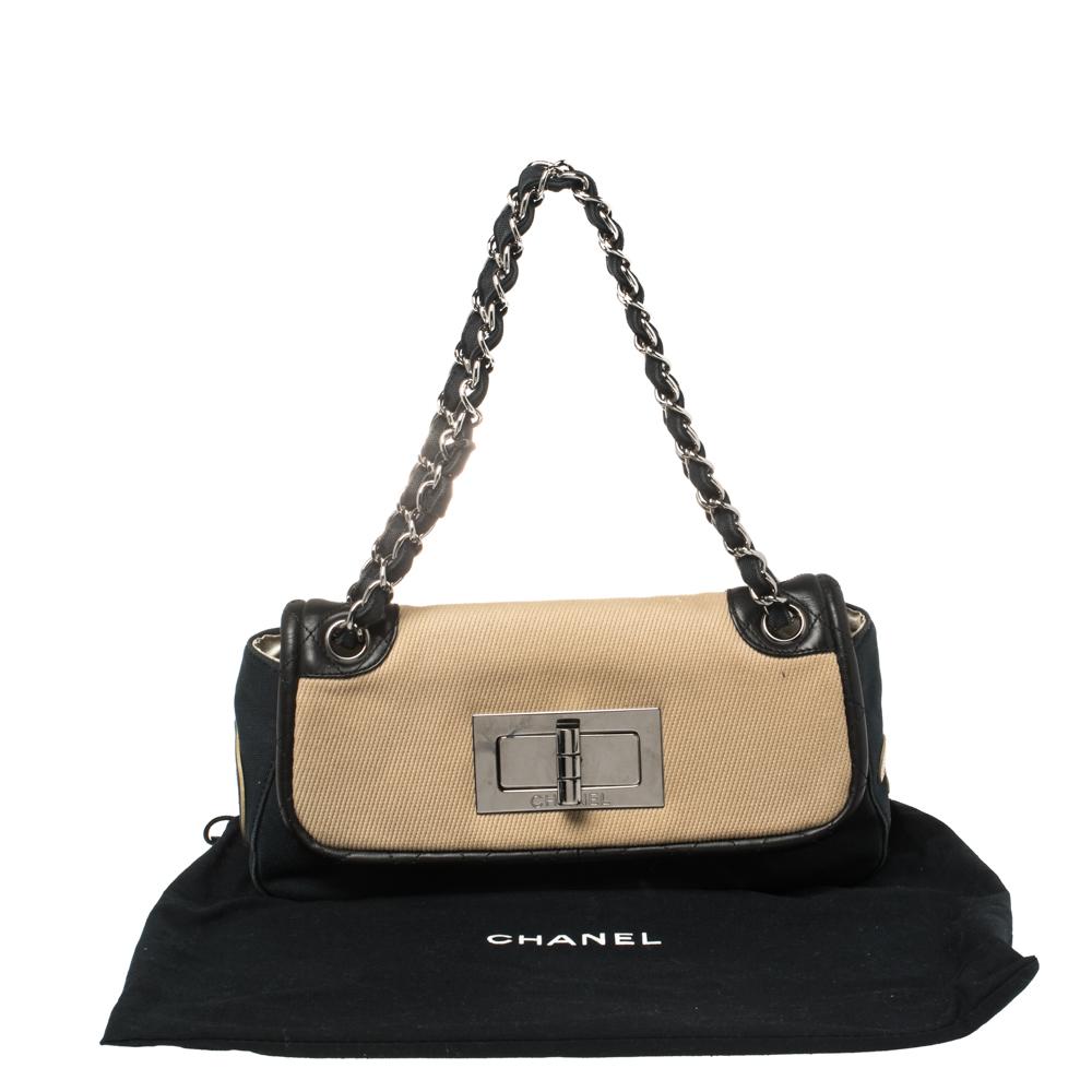 Chanel Tri Color Canvas and Leather No.5 Giant Mademoiselle Lock Flap Bag 7