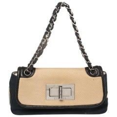 Chanel Tri Color Canvas and Leather No.5 Giant Mademoiselle Lock Flap Bag