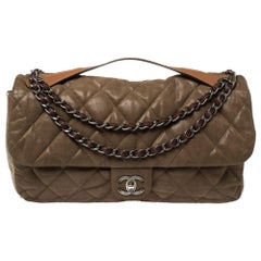 Chanel Tri Color Glazed Nubuck and Leather Castle Rock Top Handle Bag