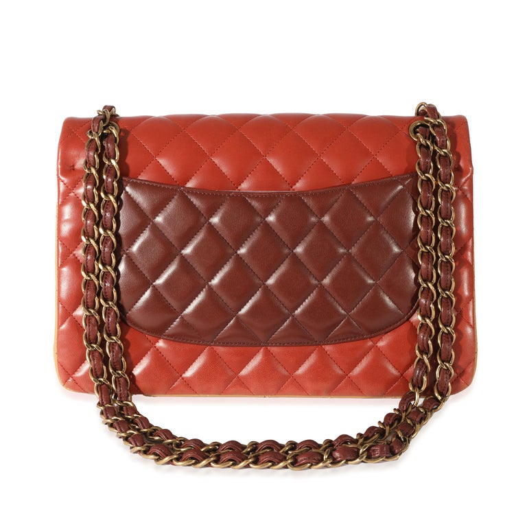 Chanel Tri-Color Lambskin Jumbo Double Flap Bag For Sale at 1stDibs