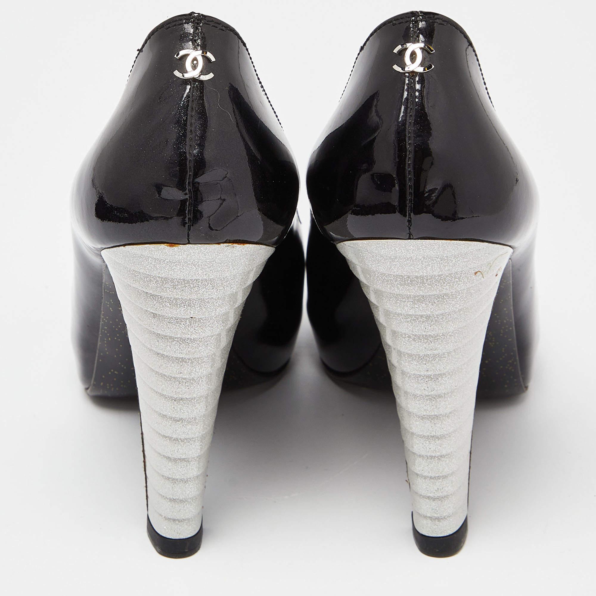 Chanel Tri Color Patent Leather Platform Pumps Size 36 For Sale 1