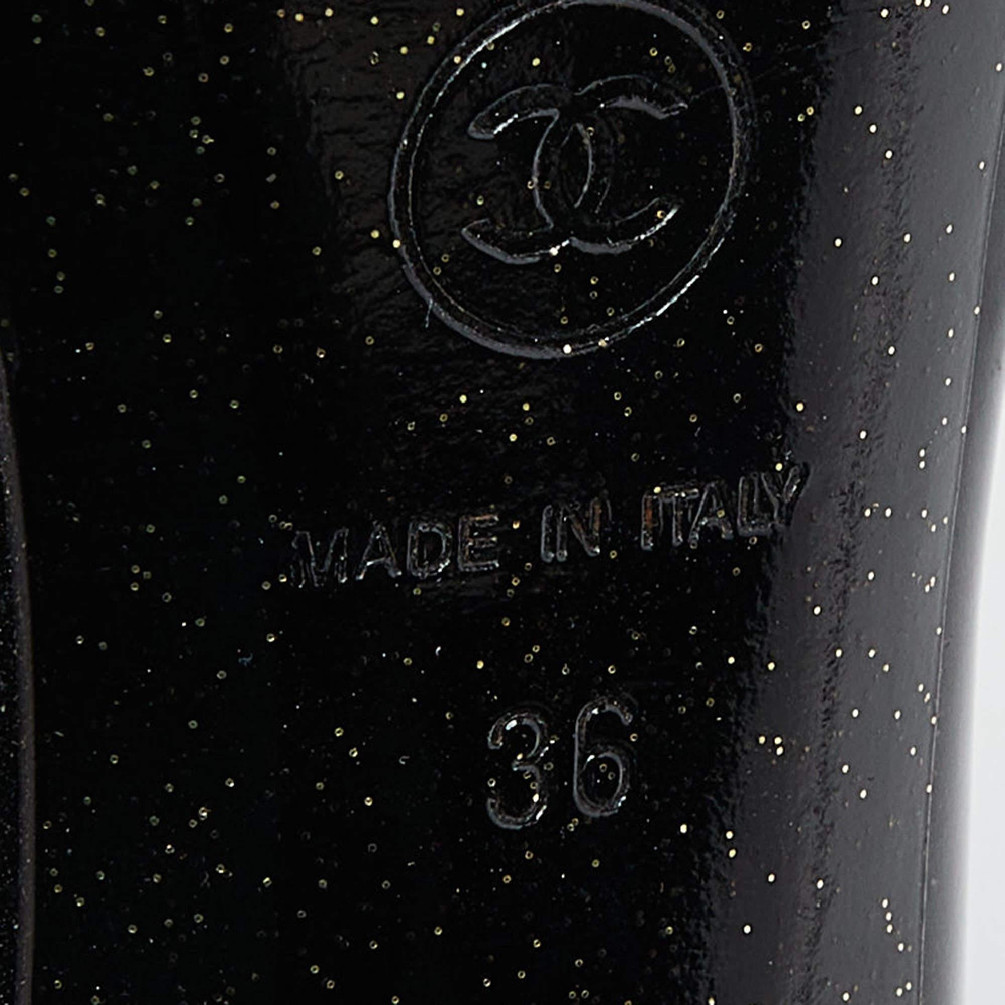 Chanel Tri Color Patent Leather Platform Pumps Size 36 For Sale 3