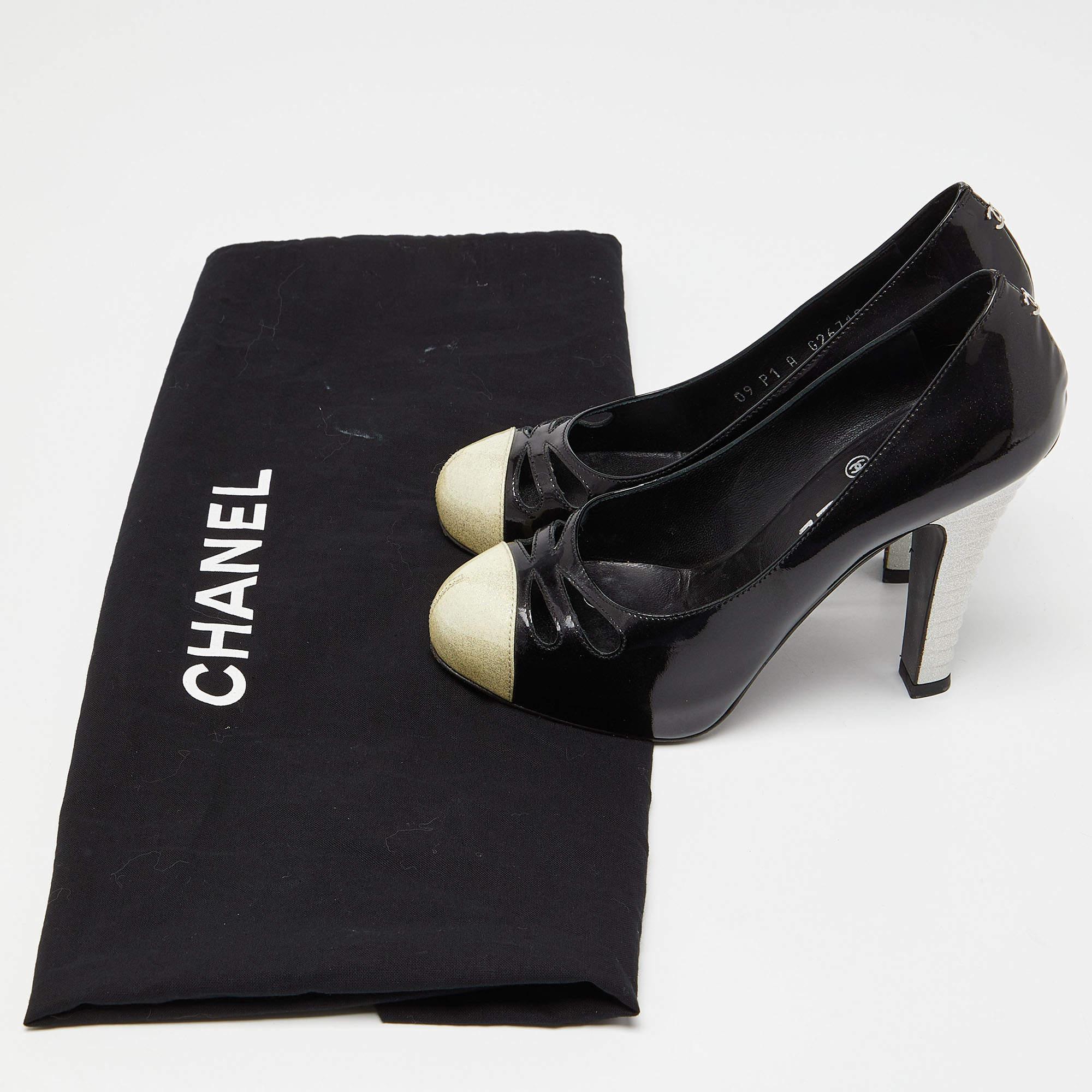 Chanel Tri Color Patent Leather Platform Pumps Size 36 For Sale 4