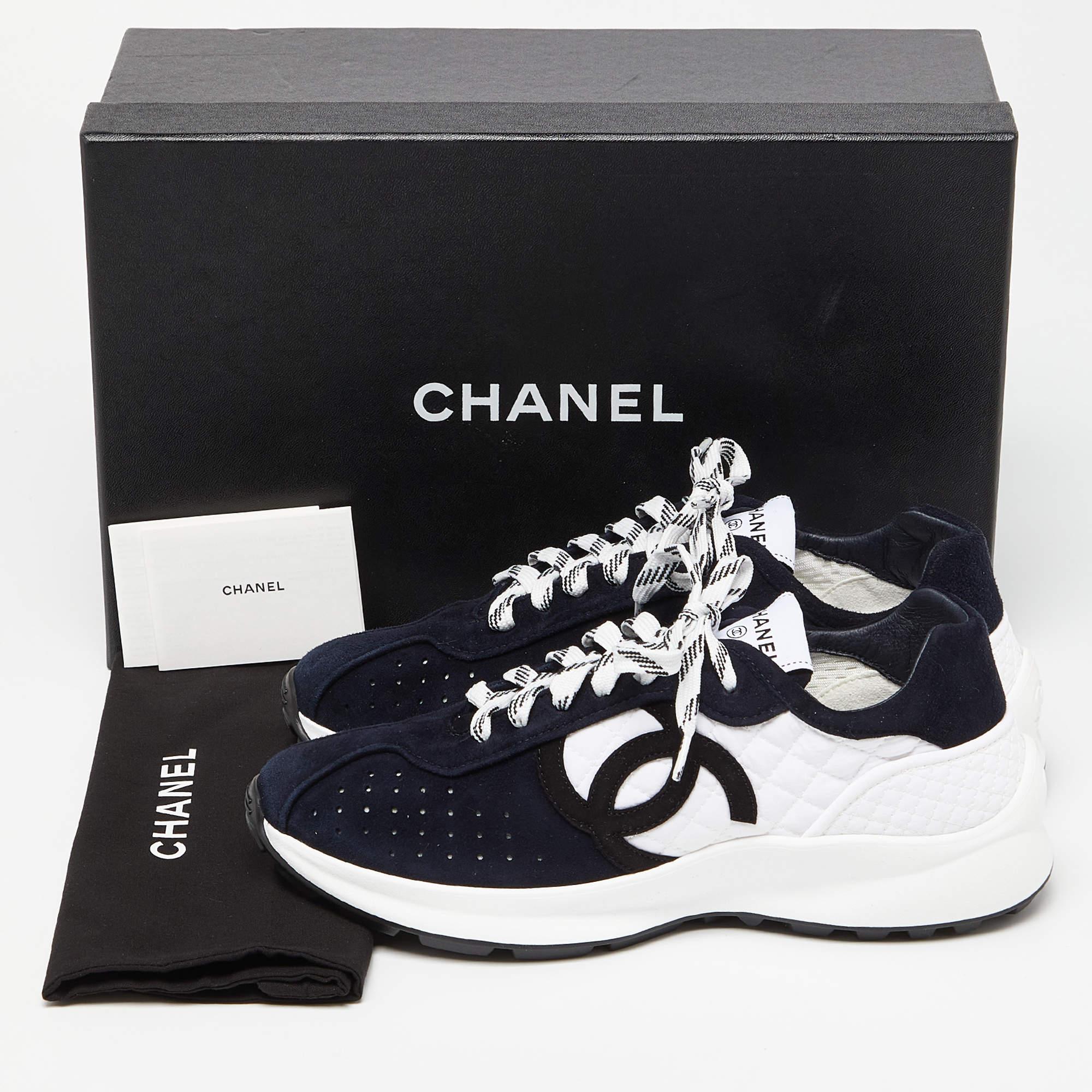 Chanel Tri Color Suede and Fabric CC Logo Low Top Sneakers Size 39.5 4