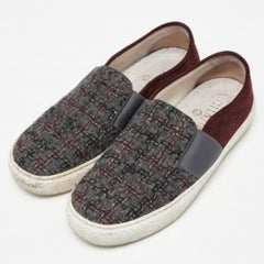 Chanel Tri Color Tweed and Suede Slip On Sneakers Size 36