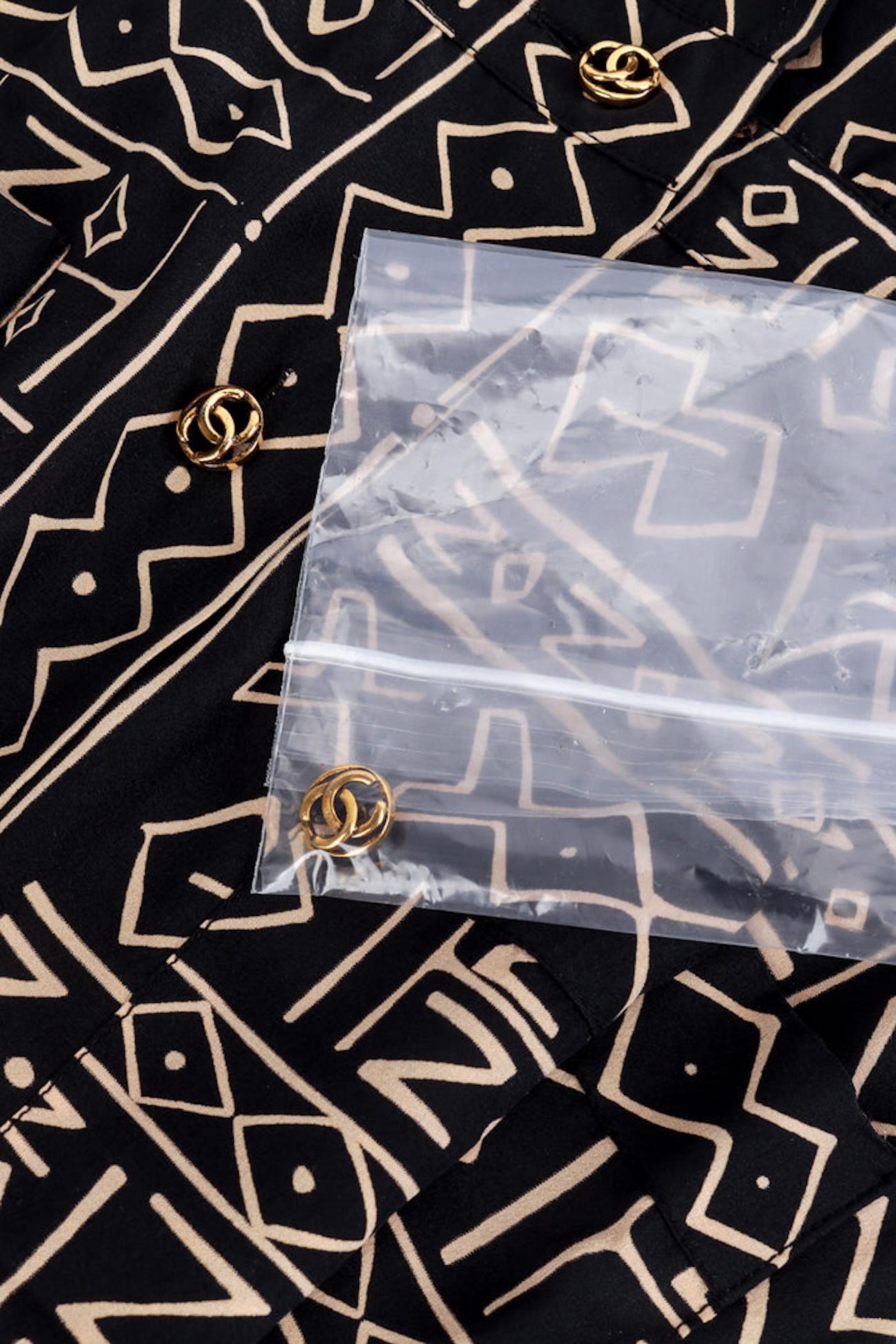 Chanel Tribal Print Silk Button-up Shirtdress (US 2-4) For Sale 2