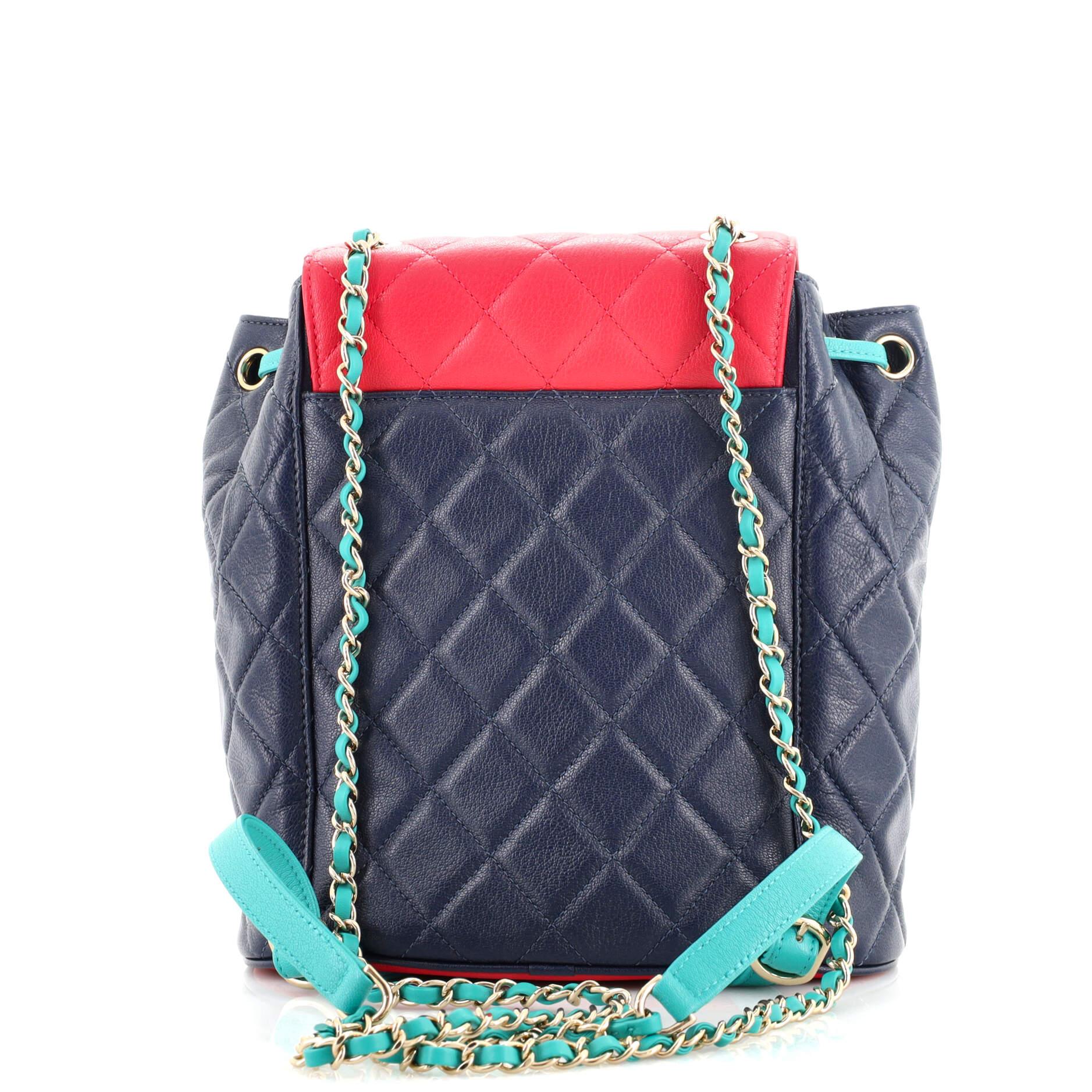 Chanel Tricolor CC Front Pocket Backpack Quilted Goatskin In Good Condition In NY, NY