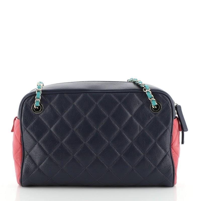 Black Chanel Tricolor CC Front Pocket Camera Case Quilted Goatskin Medium