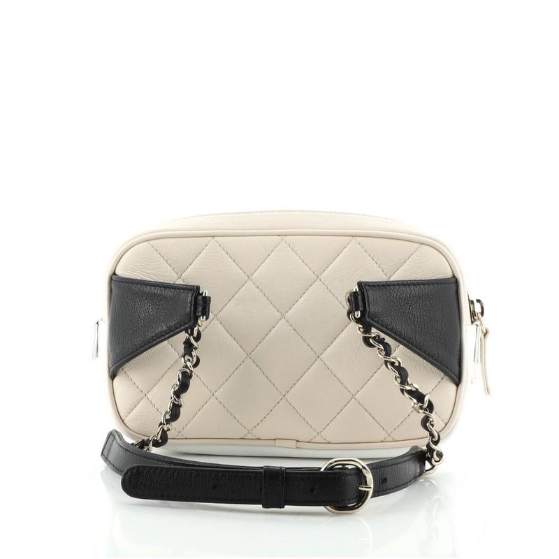 Beige Chanel Tricolor CC Front Pocket Waist Bag Quilted Goatskin