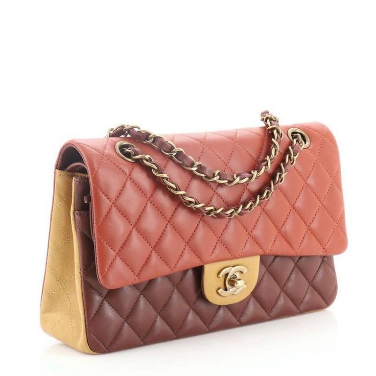 Chanel Tricolor Classic Double Flap Bag Quilted Lambskin Medium at