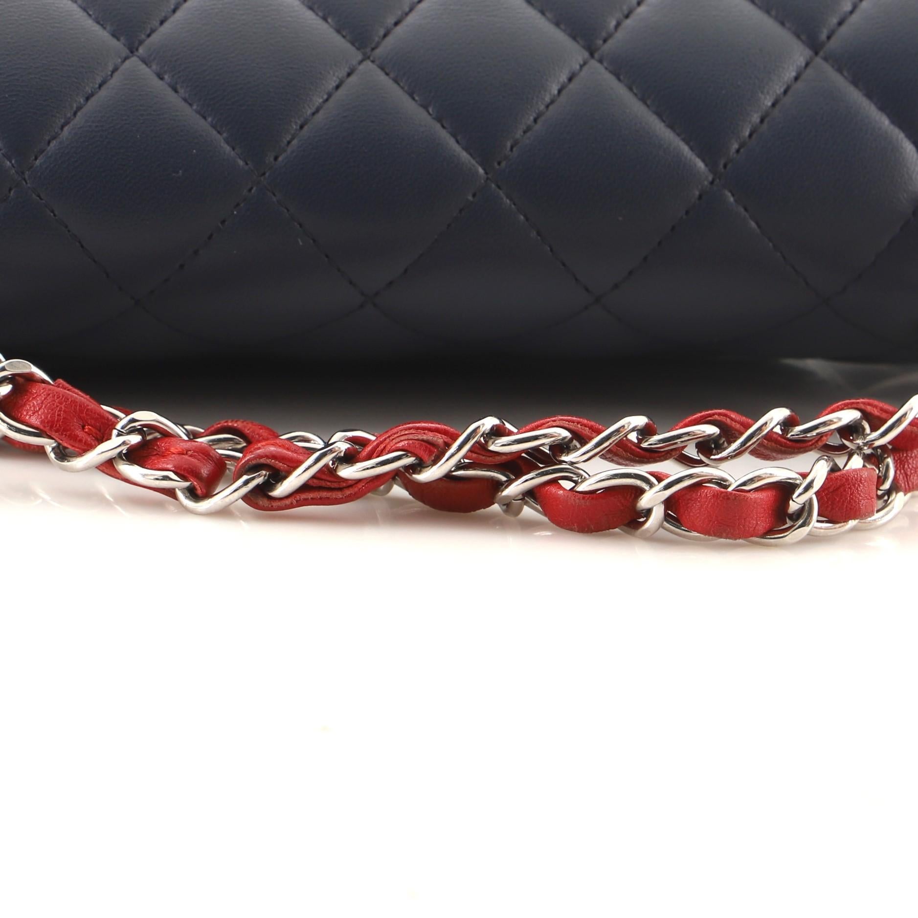 Chanel Tricolor Classic Double Flap Tasche aus gestepptem Lammfell Medium 1