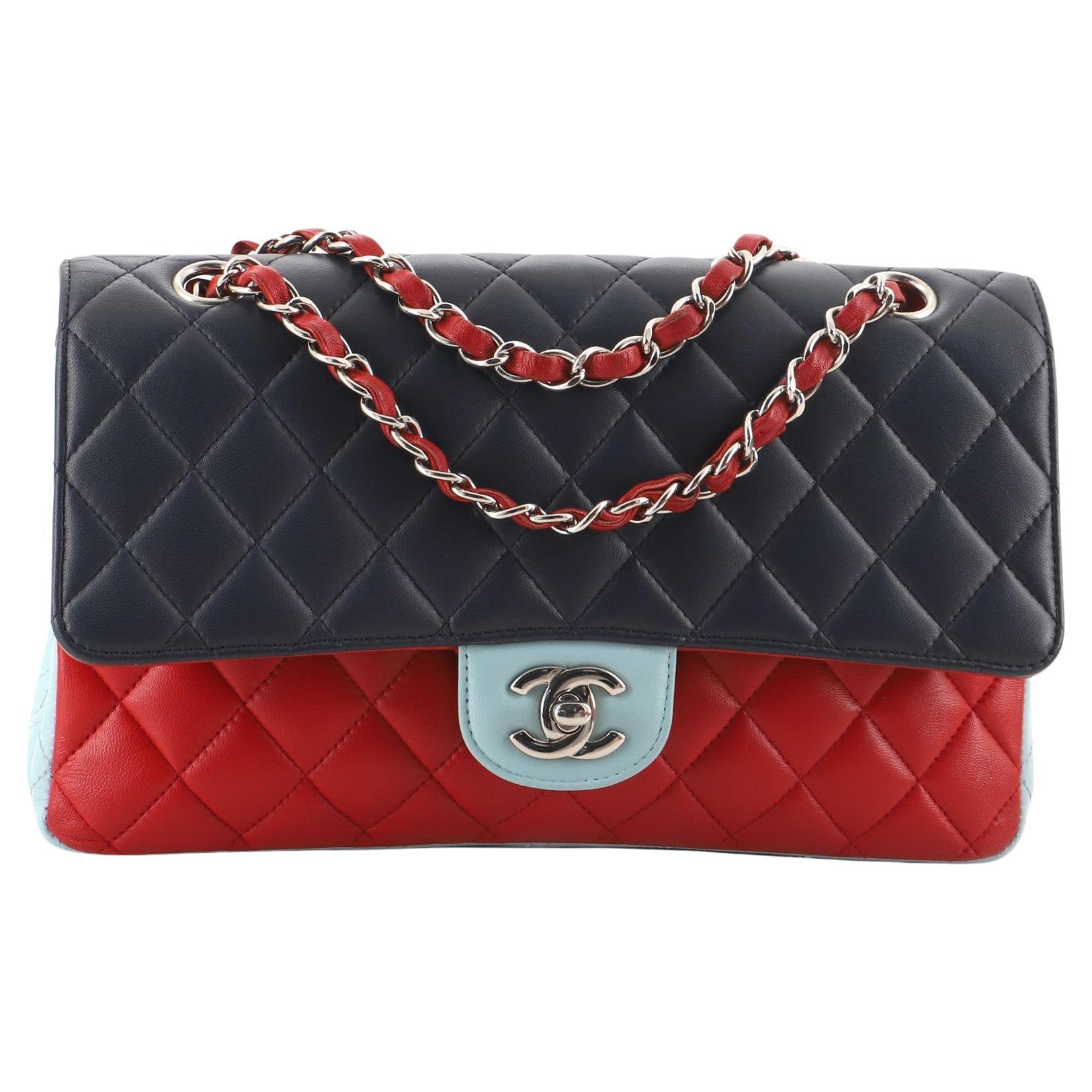 Chanel Tricolor Classic Double Flap Bag Quilted Lambskin Medium at 1stDibs