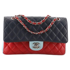 Chanel Tricolor Classic Double Flap Bag Quilted Lambskin Medium