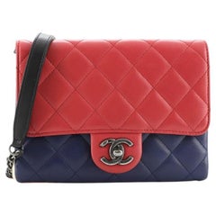 Chanel Tricolor Double Crossbody Bag Quilted Lambskin Small