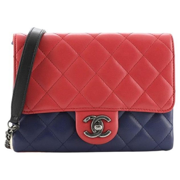 Chanel Tricolor Double Crossbody Bag Quilted Lambskin Small at 1stDibs