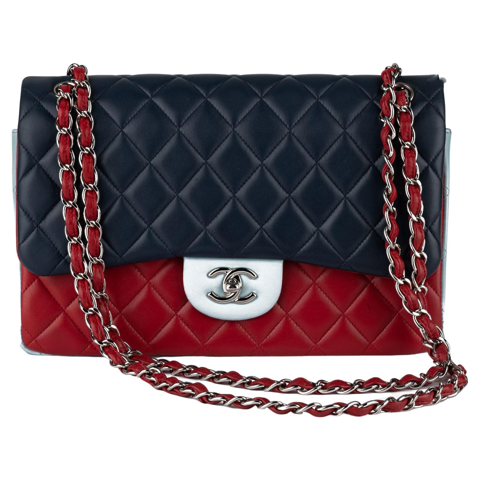 Chanel Tricolor Lamb Jumbo Double Flap