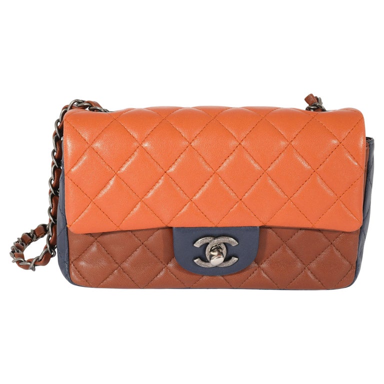 Chanel Tricolor Lambskin Classic Rectangular Mini Flap For Sale at