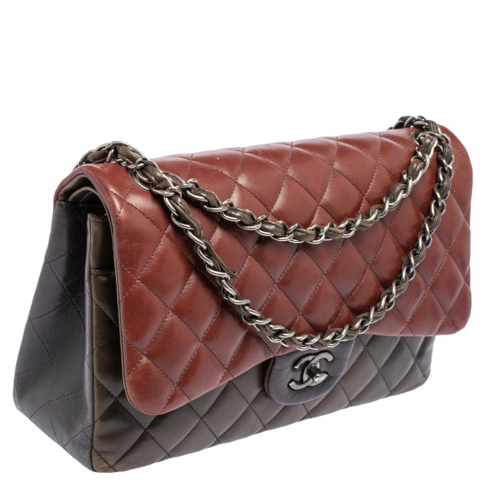 Chanel Tricolor Leather Jumbo Classic Double Flap Bag 4