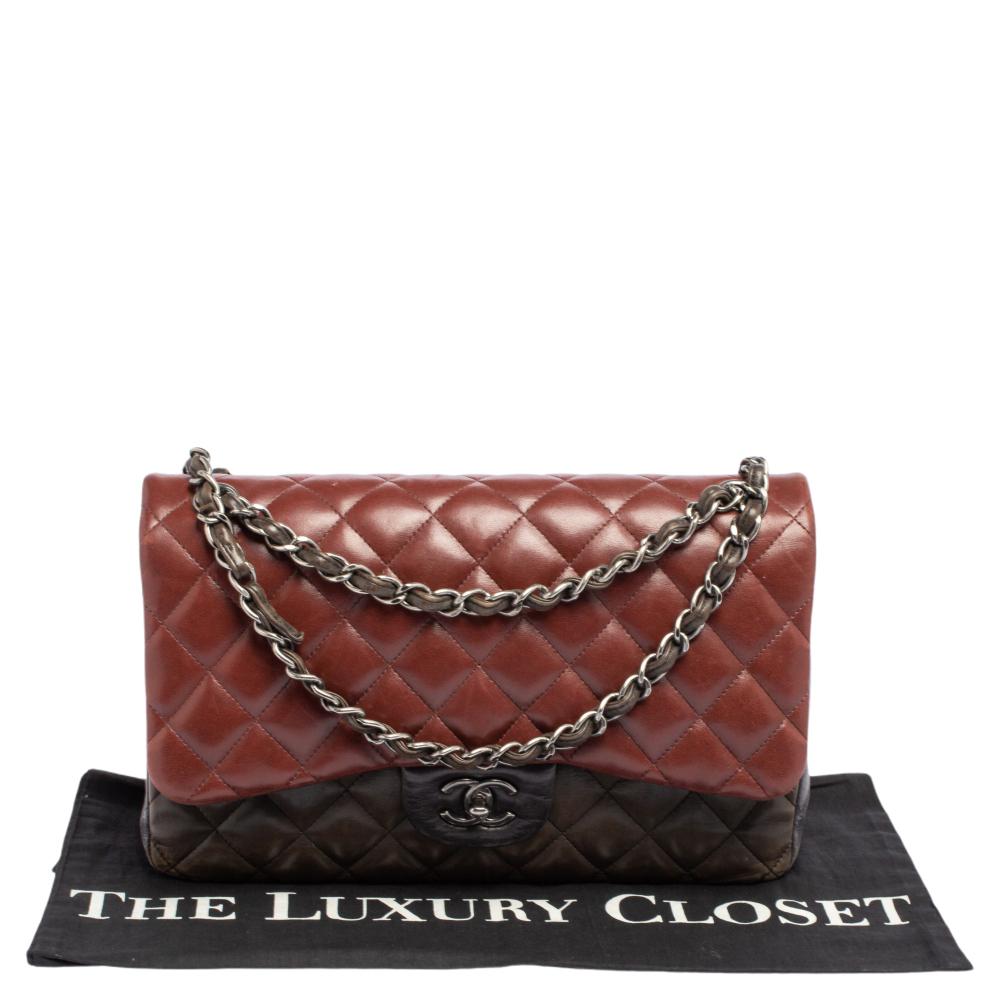 Chanel Tricolor Leather Jumbo Classic Double Flap Bag 5