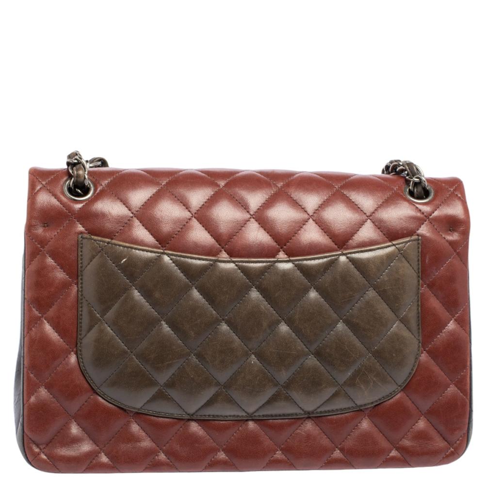 Chanel Tricolor Leather Jumbo Classic Double Flap Bag 1