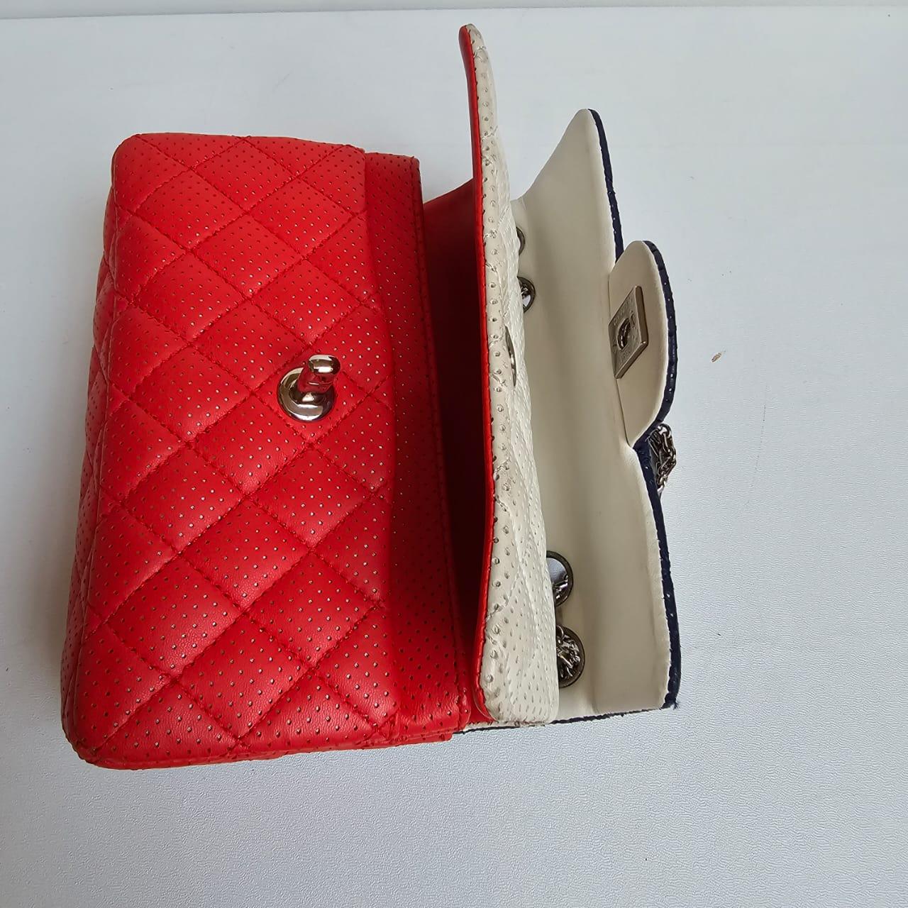 Chanel Tricolor Perforated Mini Rectangle Flap Bag For Sale 6