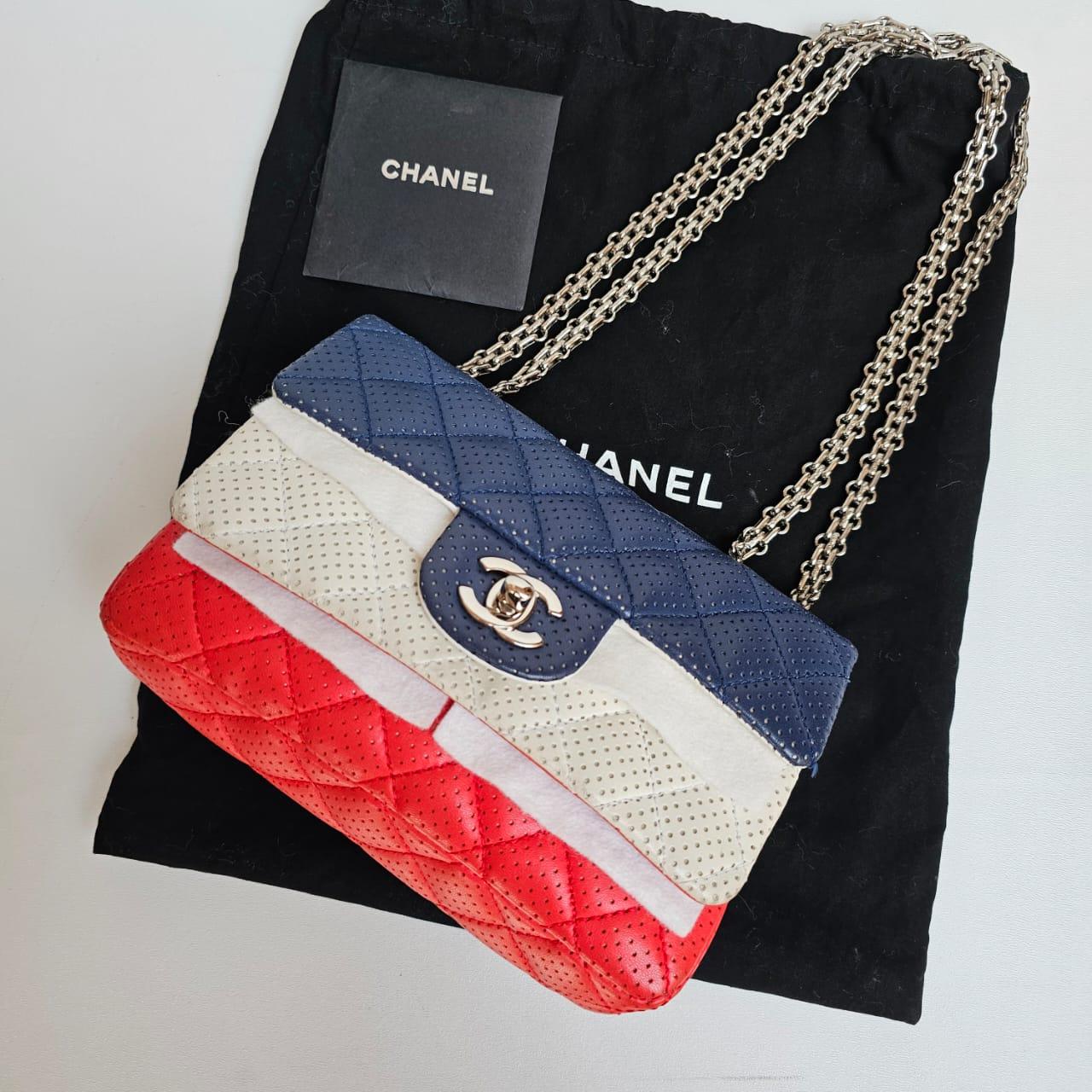 Chanel Tricolor Perforated Mini Rectangle Flap Bag For Sale 10
