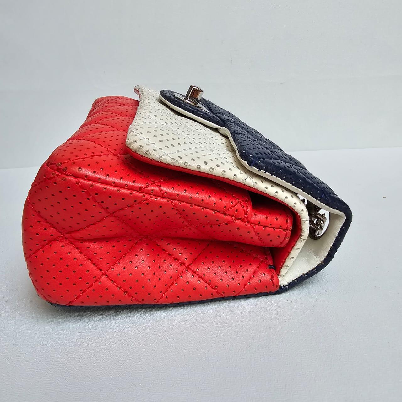 Women's or Men's Chanel Tricolor Perforated Mini Rectangle Flap Bag For Sale