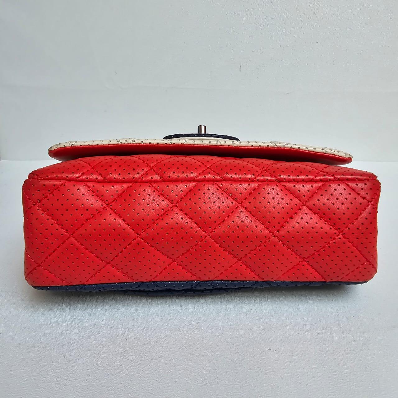 Chanel Tricolor Perforated Mini Rectangle Flap Bag For Sale 2