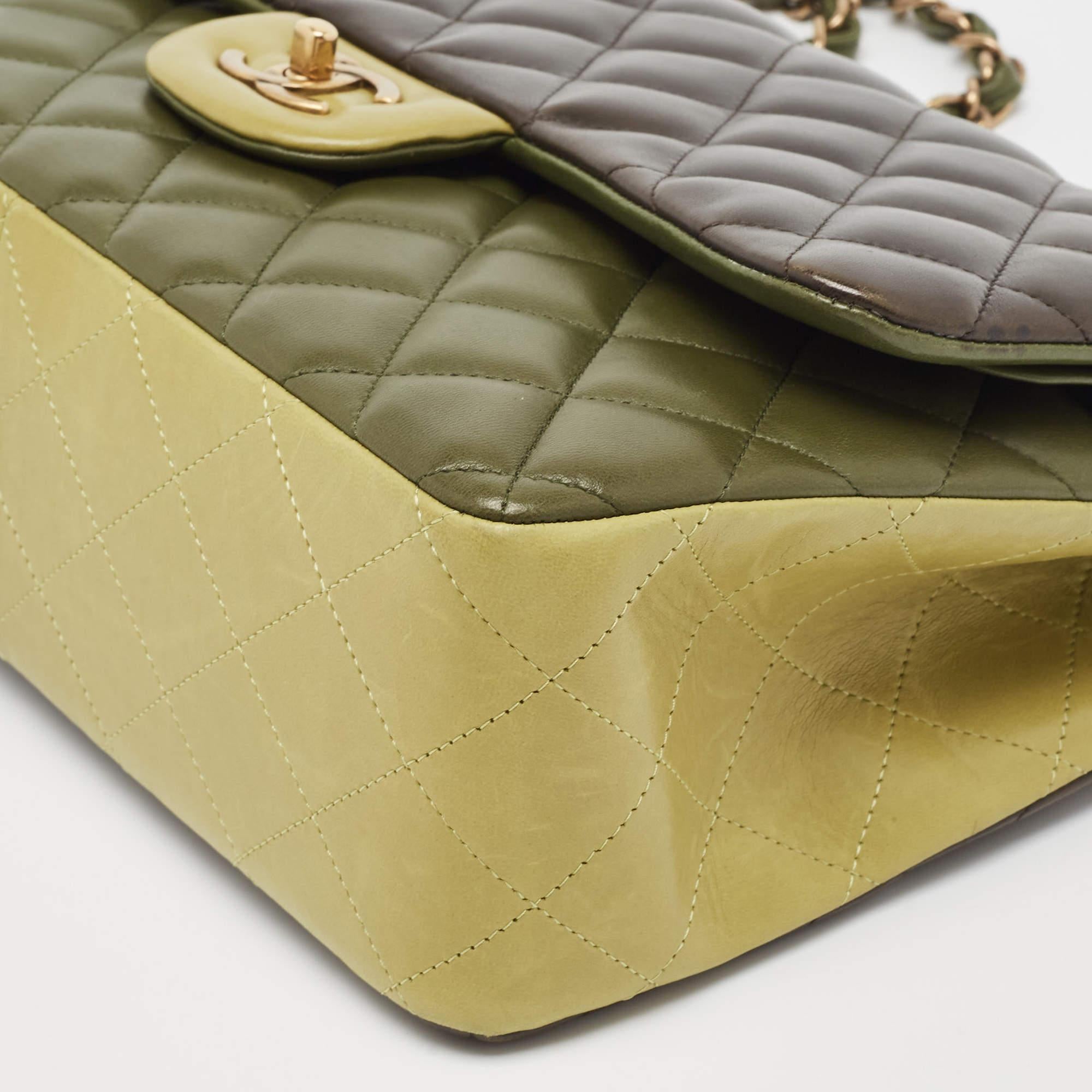 Chanel Tricolor Quilted Lambskin Leather Jumbo Classic Double Flap Bag 2