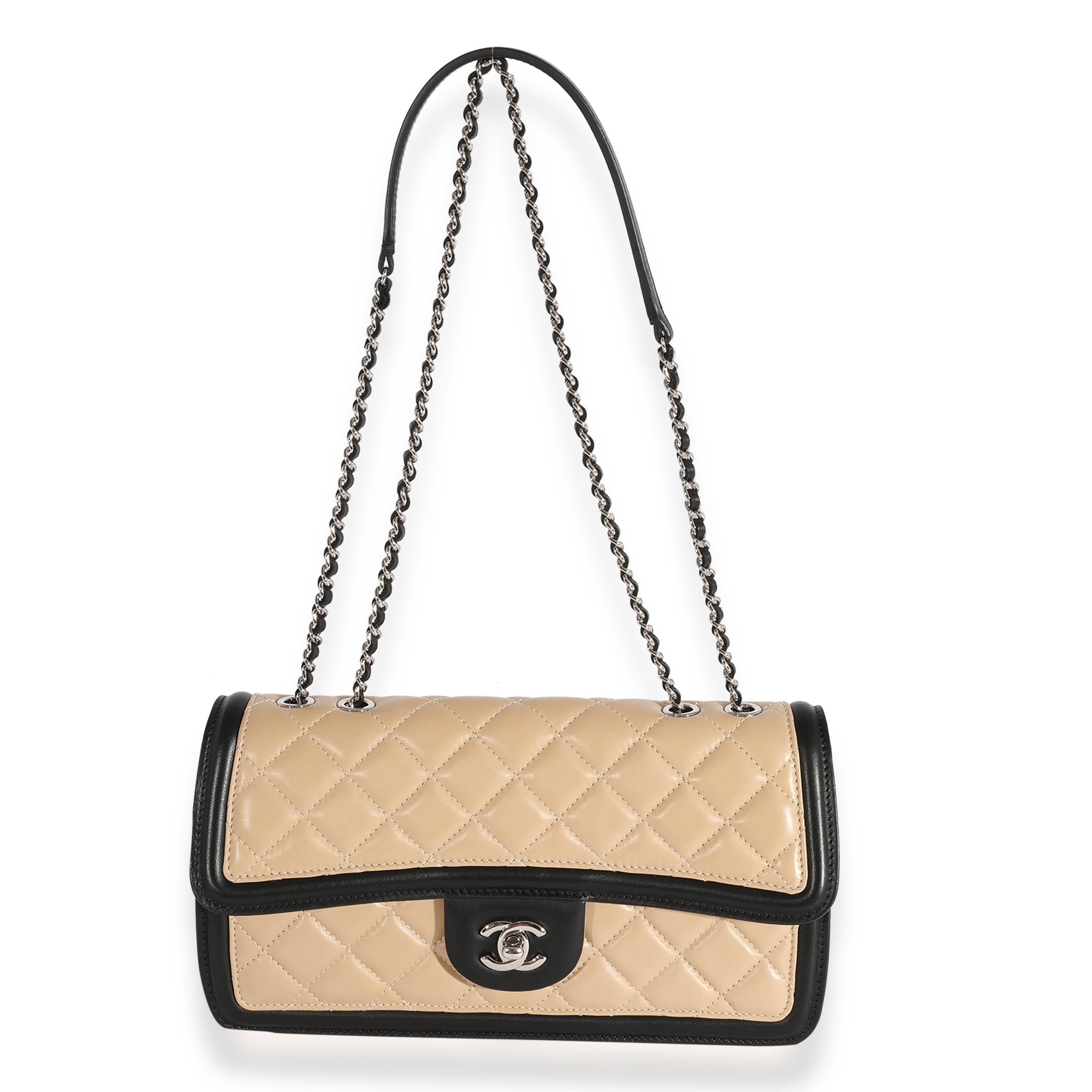 Women's Chanel Tricolor Quilted Lambskin Medium Graphic Flap Bag